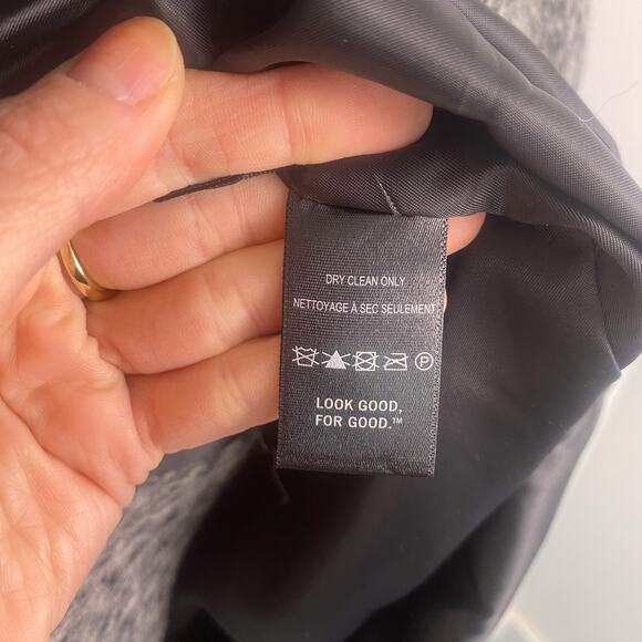 Kenneth Cole Asymmetrical Pressed Boucle Wool Coat Charcoal XL - Picture 7 of 9